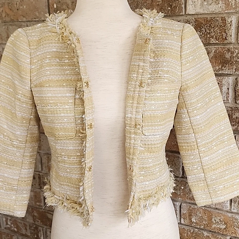 Lilly Pulitzer Women's Cropped Tweed Fringe Blazer